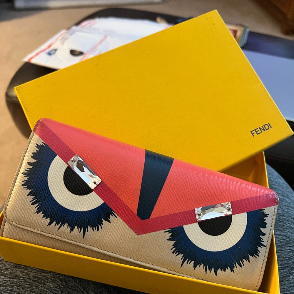 Fendi Monster Continental Multicolor Wallet w/ Crossbody Chain, Box & Dust Bag - Picture 2 of 14